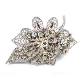 Margaret Rowe Silvertone Clear Crystals Nouveau Leaf Ring, Size 7