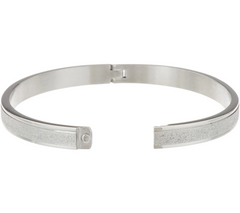 Stainless Steel Glitter Texture Bangle Bracelet, 7-1/4