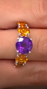 Colleen Lopez Sterling Silver African Amethyst & Citrine Ring, Size 9