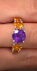 Colleen Lopez Sterling Silver African Amethyst & Citrine Ring, Size 7