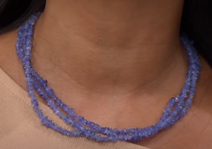 Colleen Lopez Sterling Silver Tanzanite Chip 3-Strand Necklace, 18"