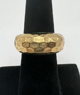 Emma Skye Stainless Steel Crystal-Accented Hammered 2-Tone Ring, Size 7