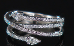 Absolute Sterling Silver Pear & Pave Multi-Band Ring, Size 7