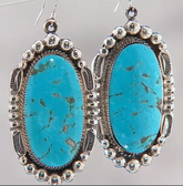 Chaco Canyon Sterling Silver Oval Kingman Turquoise Drop Earrings