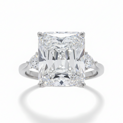 Absolute Sterling Silver Cubic Zirconia Triangular Sides 3Stone Ring, Size 5