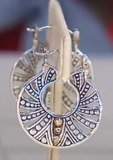 Bali Designs Sterling Silver & 18K Decorative Circle Earrings, 1-1/4"