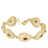 Technibond Sterling Silver Goldclad Multigem Filigree Bracelet, 6-3/4"