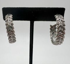 LiPaz Sterling Silver Leaf Design J-Hoop Earrings, 1-1/2"