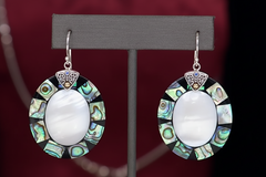 Bali Designs Sterling Silver Round Abalone & Mother-of-Pearl Drop Earrings