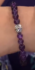 Bali Designs Sterling Silver Amethyst Beaded Stretch Bracelet,