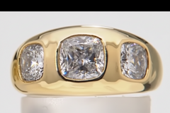 Jewels by Jen Goldtone 3-Stone Cushion-Cut Band Ring, Size 7