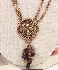 Patricia Nash Goldtone Floret Charm Medallion Dangle Necklace, 32"