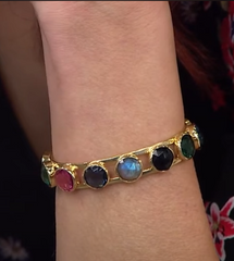 Joya Sterling Silver Goldclad Rainbow Multi-Stone Cuff Bracelet,