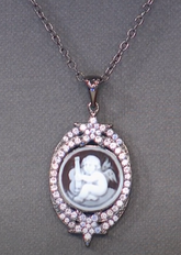 Rarities "Little Angel" Carved Sardonyx Shell Cameo Pendant with Chain