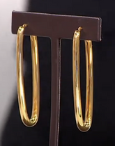 Soave Oro 14K Electroform Elongated Hoop Earrings