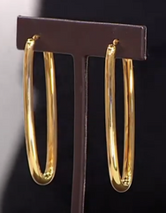 Soave Oro 14K Electroform Elongated Hoop Earrings