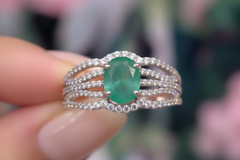 Colleen Lopez Sterling Silver Emerald & White Zircon Ring, Size 6