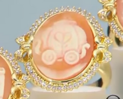 AMEDEO Goldtone "Miniatura" 20mm Cameo Chariot Crystal Ring, Size 7