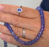 HSN 14K Gold Tanzanite Faceted Bead Graduated Necklace, 18"