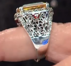 Bali Designs Sterling Silver& 18K Accents Emerald-Cut citrine Ring, Size 7