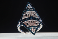 Rarities Sterling Silver 1cttw Blue & White Diamond "Tattoo" Ring, Size 6