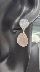 Affinity Sterling Silver Rose Quartz & Moonstone Drop Earrings