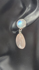 Affinity Sterling Silver Rose Quartz & Moonstone Drop Earrings