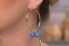 Connie Craig Carroll Jewelry Skylen Blue Opal Drop Hoop Earrings