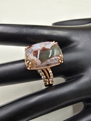 Gem Discoverer 14k Rose Gold Cushion Cut Aquaprase & Diamond Ring, Size 10