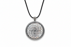 Sterling Silver Mother-of-Pearl Floral Design Pendant Cord Necklace, 28"