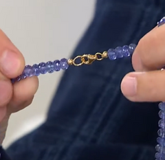 HSN 14K Gold Tanzanite Faceted Bead Graduated Necklace, 18"