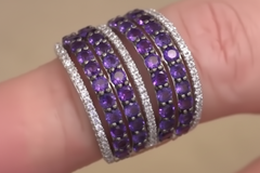 Colleen Lopez Sterling Silver Multi-Row Amethyst Statement Ring, Size 6