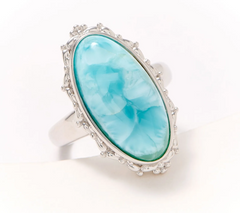 Affinity Gems Oval Opaque Larimar Gemstone Ring, Sterling Silver, Size 10