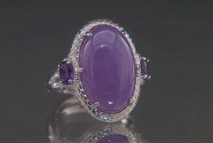 Jade of Yesteryear Sterling Silver Lavender Jade & Amethyst Ring