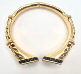 Bellezza 50 Lira Coin Black Spinel Bronze Scroll Cutout Cuff Bracelet, 7-1/4"