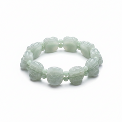 Jade of Yesteryear Carved "Buddha" Green Jade Stretch Bracelet
