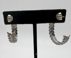 LiPaz Sterling Silver Leaf Design J-Hoop Earrings, 1-1/2"