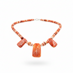 Jay King Sterling Silver Red Spiny Oyster Station Necklace, 18"