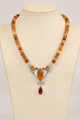 Jay King Sterling Silver MultiColor Carnelian Heart Necklace