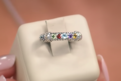 Bali RoManse Sterling Silver MultiGemstone Scrollwork Stack Ring, Size 8