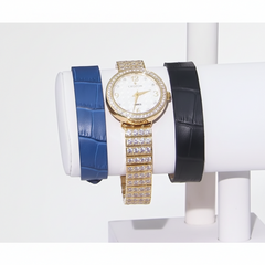 Croton Goldtone Interchangeable Leather Straps Bracelet Watch