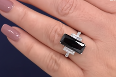 Absolute Sterling Silver Black & Clear Emerald-Cut & Baguette Ring, Size 8
