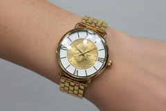 Bellezza Lira Coin Bronze Link Bracelet Watch