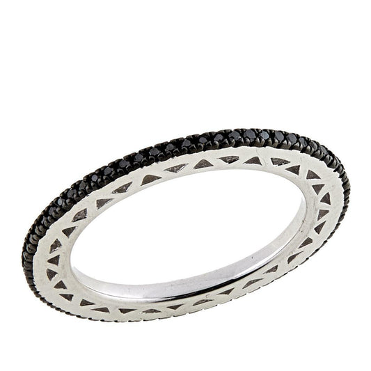.25ctw Colored Black Diamond Sterling Silver Eternity Band Ring Size 5