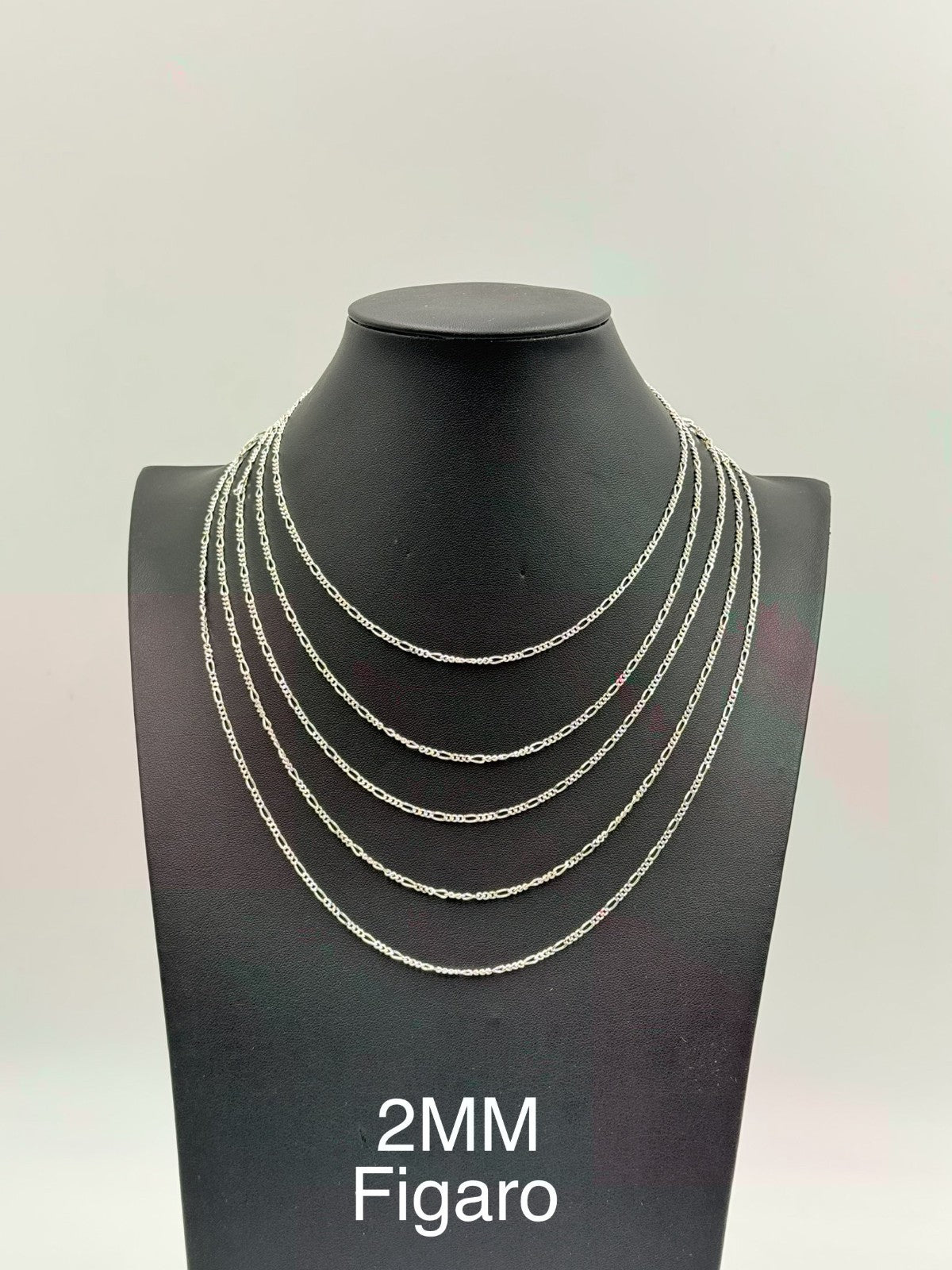 Sterling Silver, 925 Figaro Chain Necklace, 18" 2mm