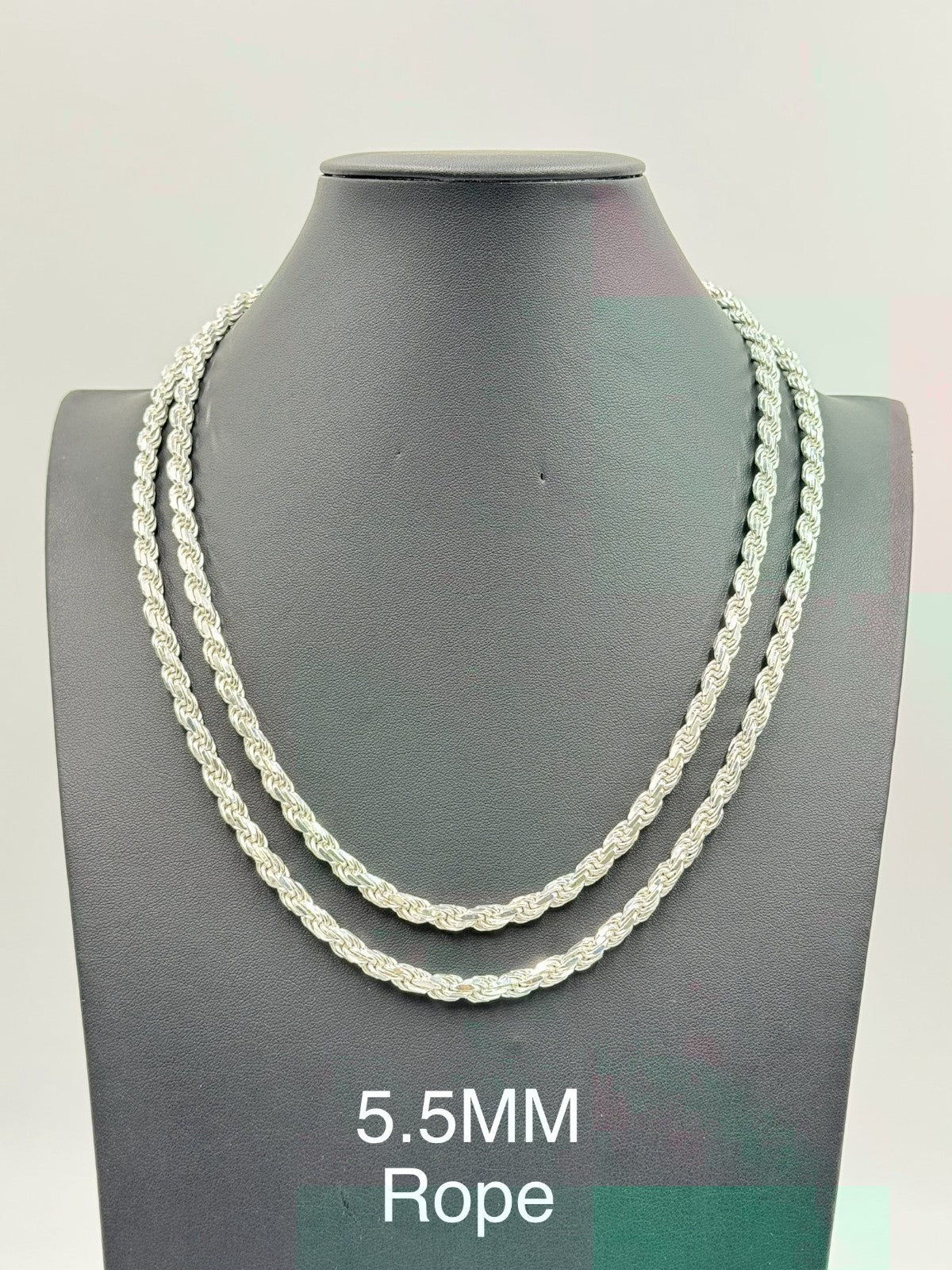 Sterling Silver, 925 Rope Chain Necklace, 22" 5.5mm