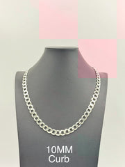 Sterling Silver, 925 Curb Chain Necklace, 24" 10mm