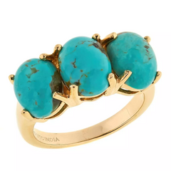Anillo Paul Deasy Goldclad de 3 piedras con turquesa azul Tyrone, talla 6, Hsn $101