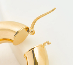 David Markstein Gold Tone Bronze 7.5mm Polished 1-1/2" Hoop Earrings