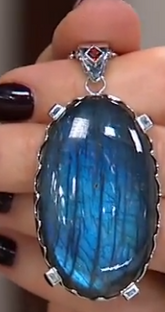 Rarities Sterling Silver Labradorite & Garnet Oval Pendant Necklace, 20"